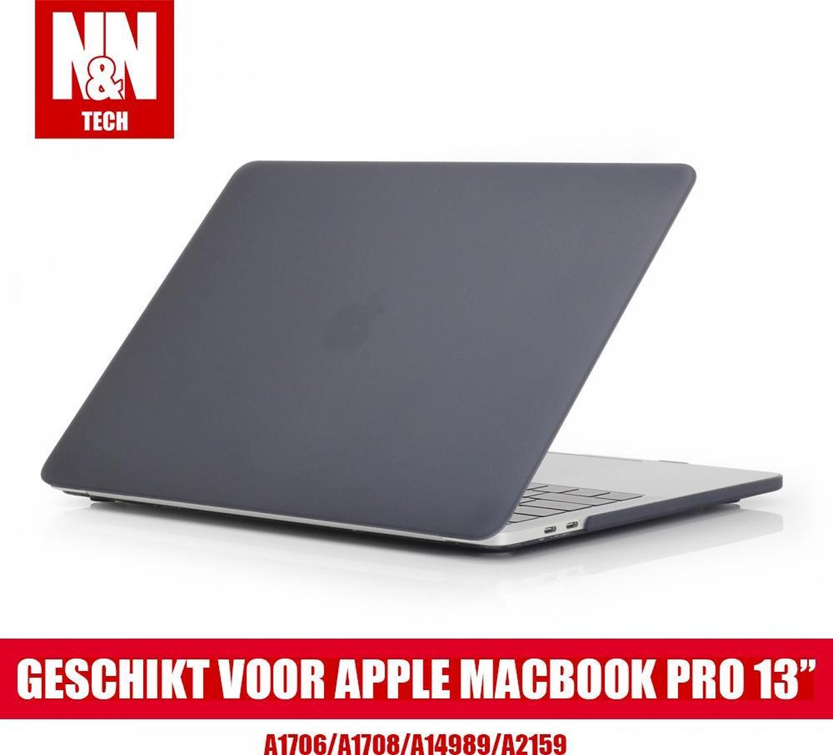 N&N Hardcover Case Geschikt voor Apple Macbook Pro 13'' - Doorzichtig Grijs