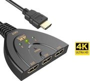 4K HDMI Splitter - 3 in 1 HDMI Uitgang - HDMI Switch - HDMI Verdeler - 1080p - Zwart