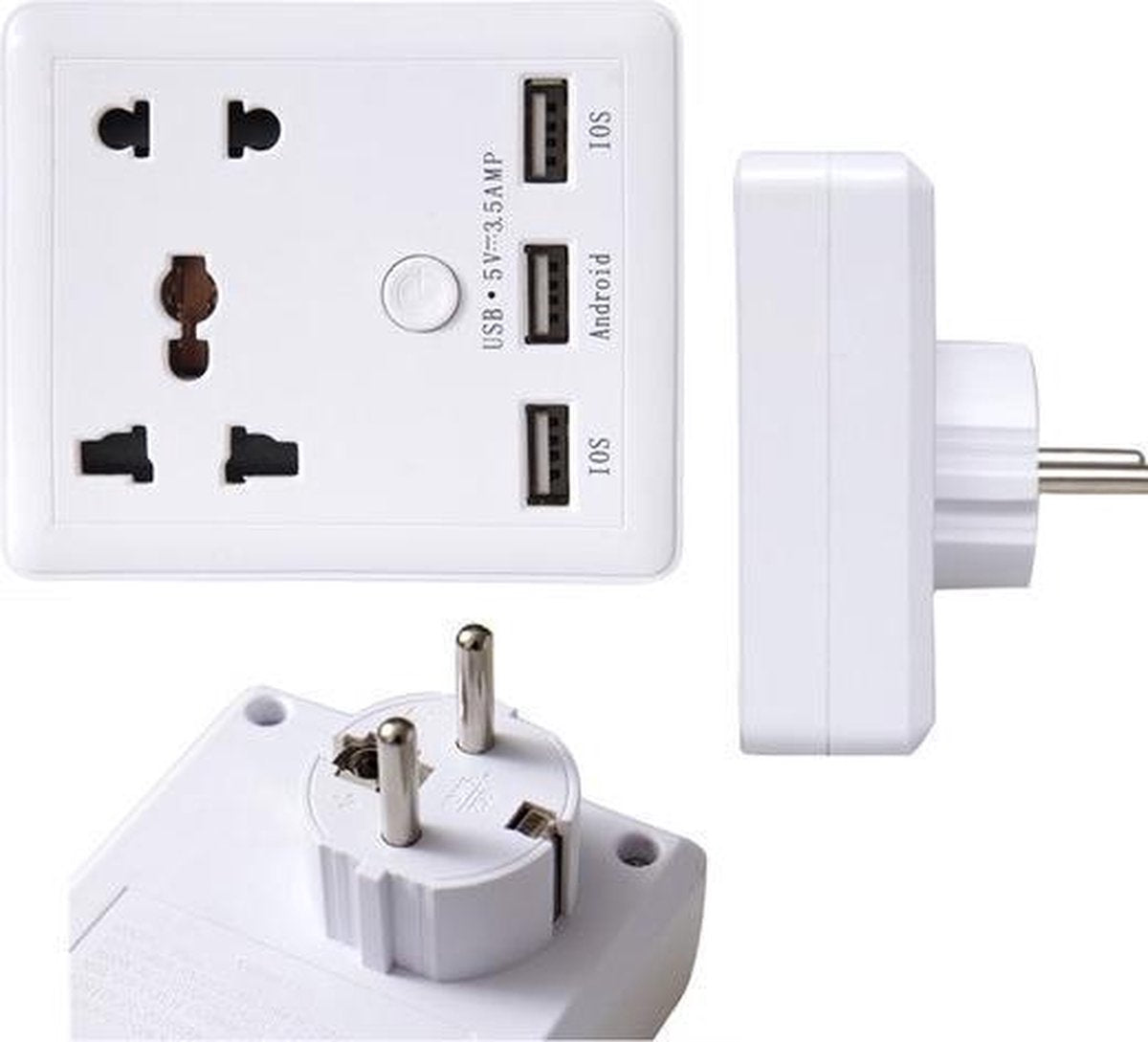 Universeel adapter / thuislader met 3 USB 3.5 Ampère poorten