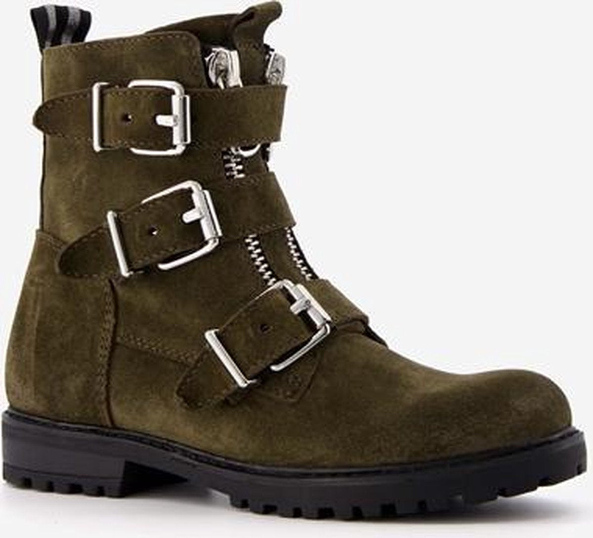 Groot suede meisjes veterboots - Groen - Maat 34