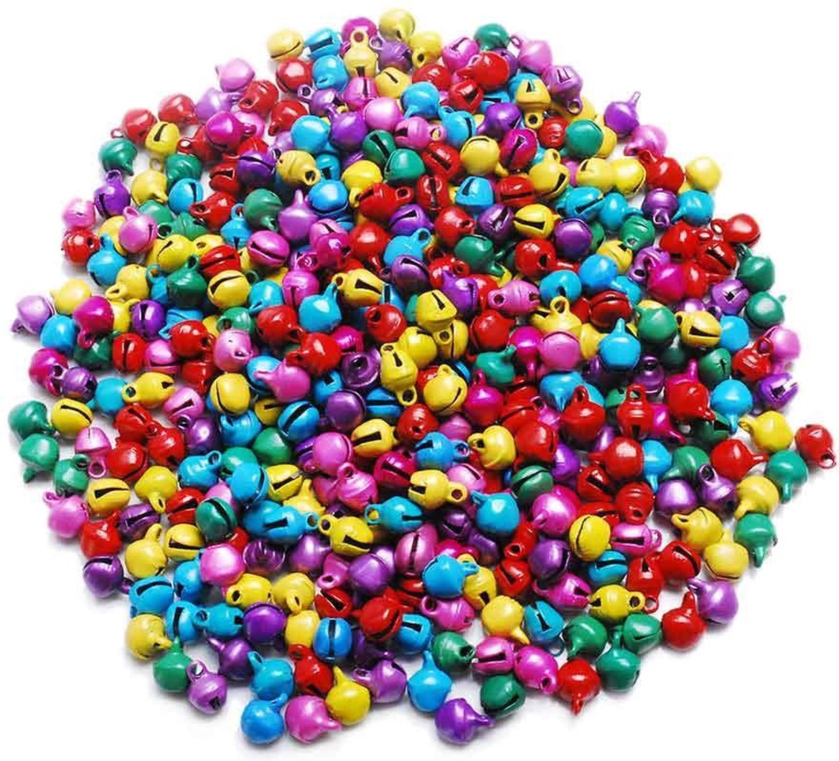 Allesvoordeliger mini belletjes gekleurd - 6 x 8 mm - per 50 stuks