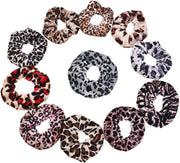 Evvie set van 11  scrunchie  haarelastiekjes – velvet animal