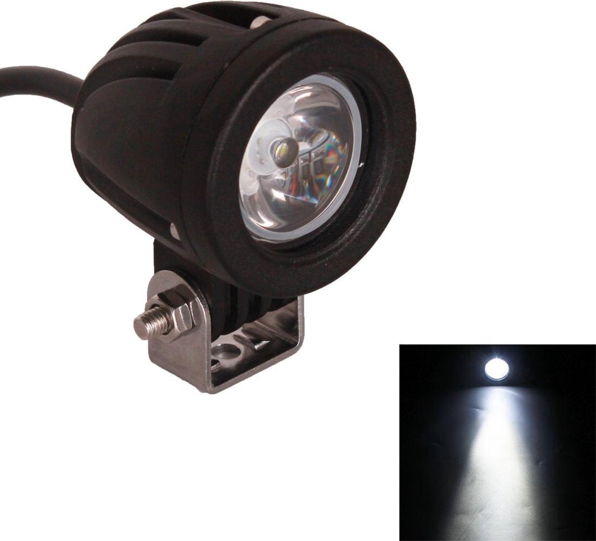 DC 9-32V 10W 1000LM 6500K Waterdicht Voertuig Autoboot Marine Externe werklampen Noodverlichting 30 graden Spotlicht LED-autolampen met 1 intense CREE LED-verlichting (wit licht)