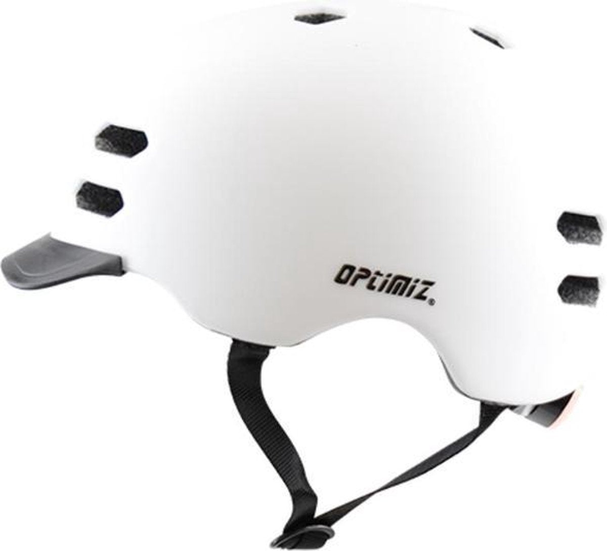 Fietshelm Volwassenen Optimiz - 58/61cm - Matt Wit - Fietsverlichting Achterlicht
