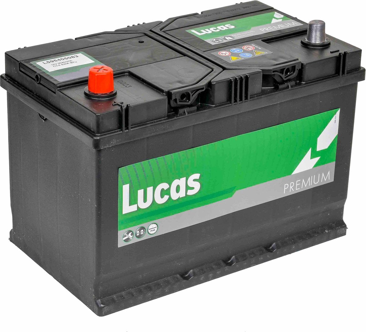 Lucas Premium Auto Accu | 12V 95AH 830 CCA | + Pool Links / - Pool Rechts | Voetbevestiging