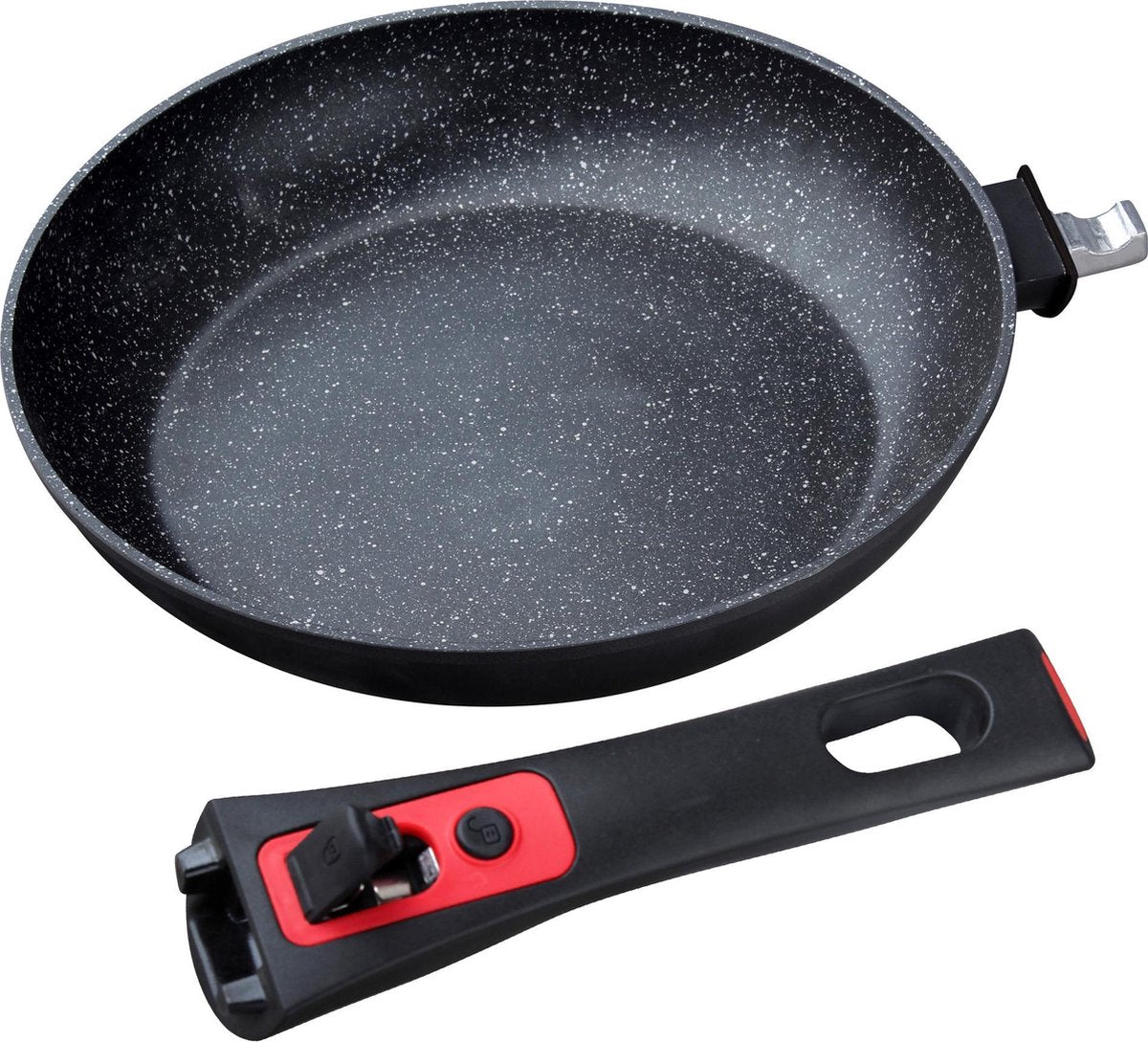 Herzberg HG-7024FP; Koekenpan in marmeren coating met een afneembare handgreep 24 cm