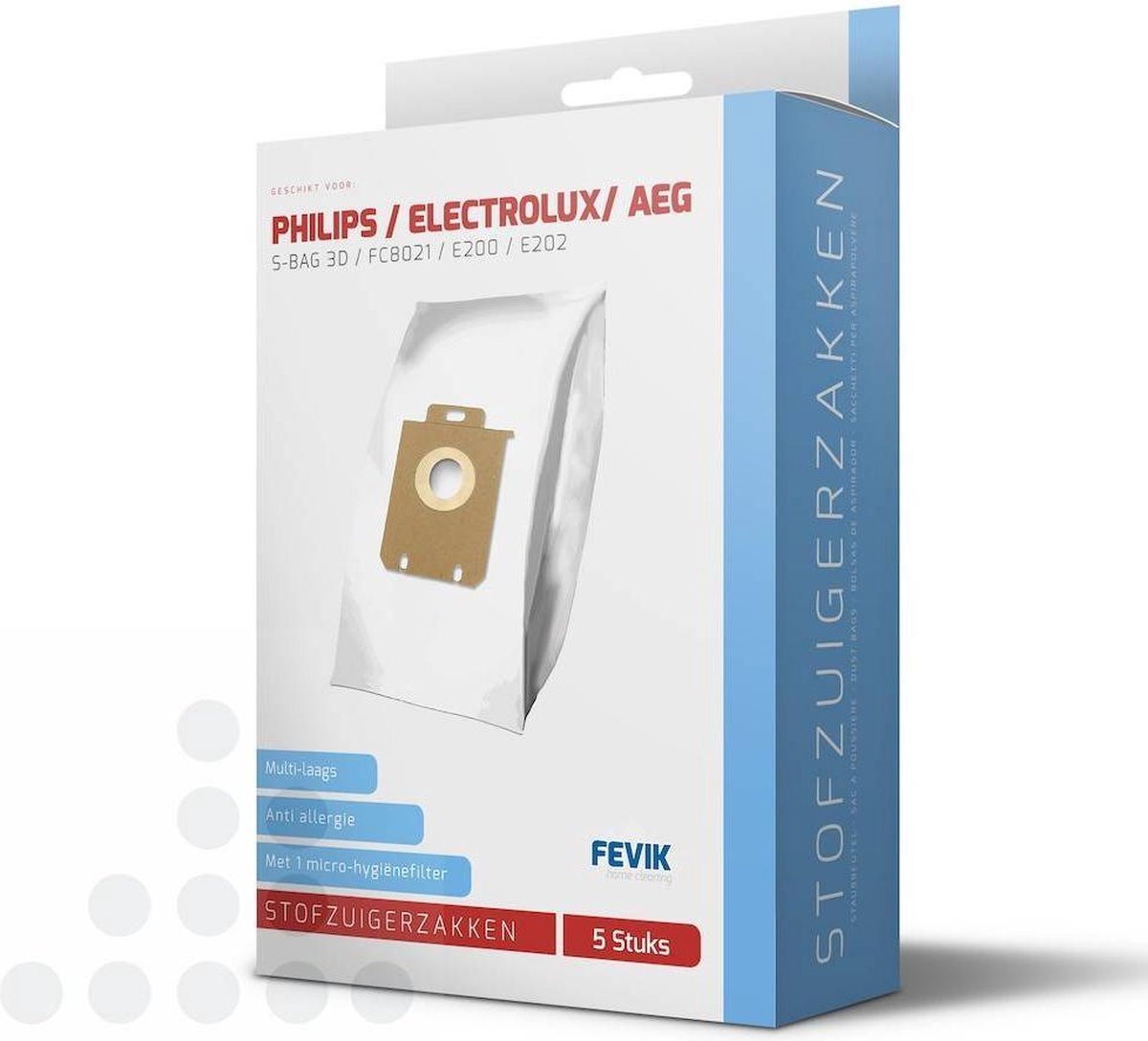 Fevik Stofzuigerzakken geschikt voor Philips S-bag 5 stuks - filter