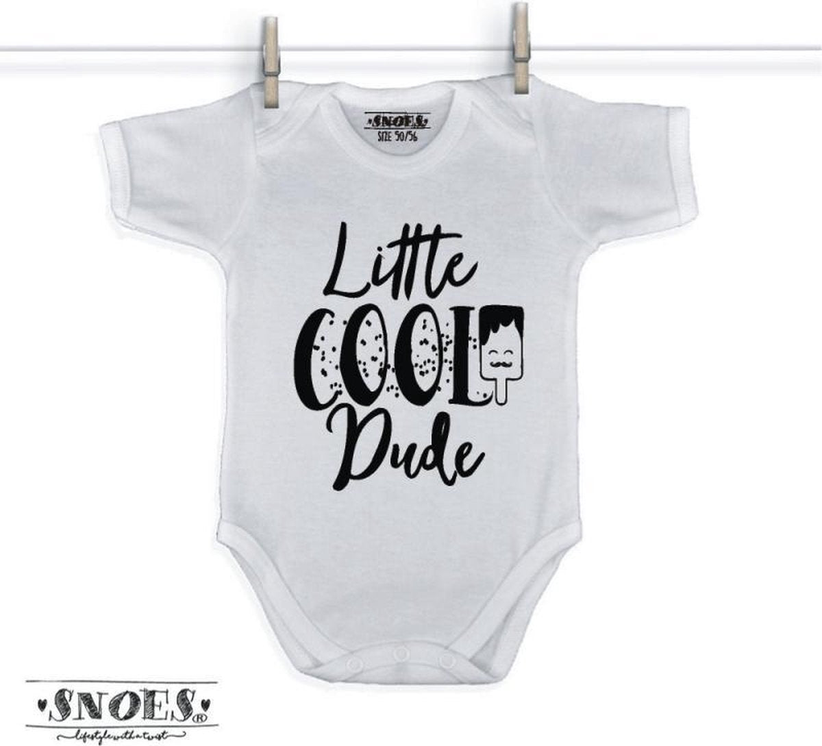 Rompertje Cool Little Dude - Wit/Zwart - Maat 62/68