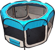 Puppyren Nylon blauw-beige - 8 hoekig  125 x 125 x 64 (LxBxH)