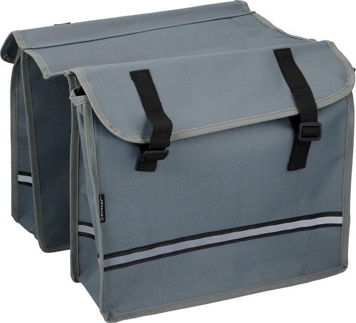 Dubbele fietstas grijs - 15 liter - 12 x 30 x 36 cm - fietstassen