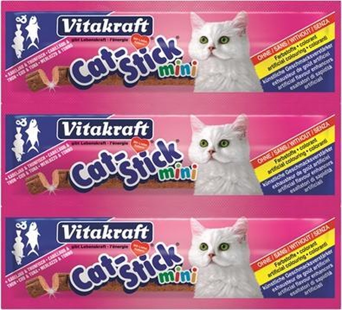 Vitakraft cat-stick mini kabeljauw met tonijn - 3 st - 1 stuks