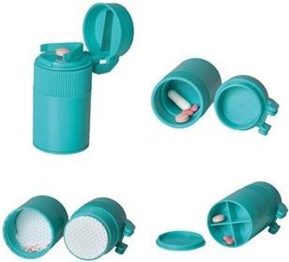 Adhome Pillenvergruizer/ -splijter 7 x 4 cm  met 2 compartimenten - /opbergvakken
