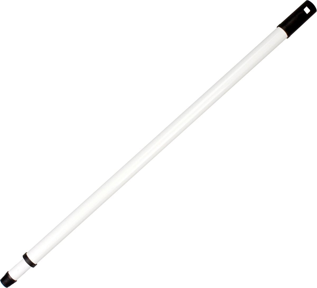 Houten binnenbezem 28 cm inclusief metalen telescoopsteel wit/bruin 80 - 130 cm - Zachte kamerbezems