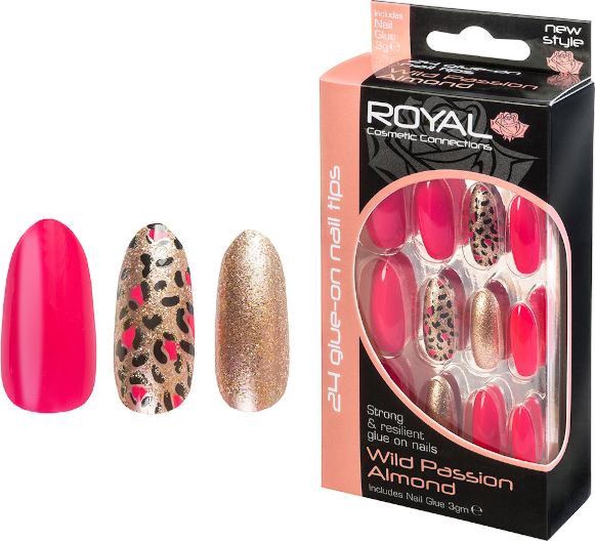 Royal 24 Glue-On Nail Tips Wild Passion Almond (Met nagellijm)