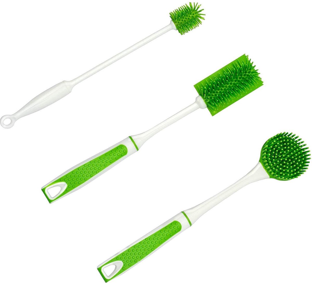 TZ® Afwasborstel set drie stuks groen | Siliconen hygiënische wasborstels voor schoonmaak | Duurzame borstels geschikt voor vaatwasser | Hoogwaardig materiaal | Antibacterieel