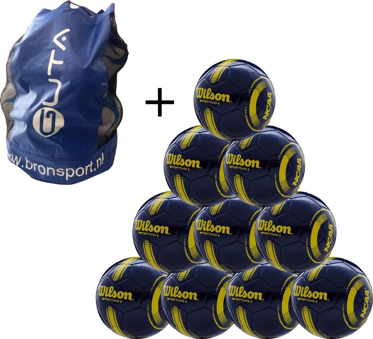 Voetbal Voordeel Set - 10 Veldvoetballen + Gratis Ballentas! - Wilson Sportivo