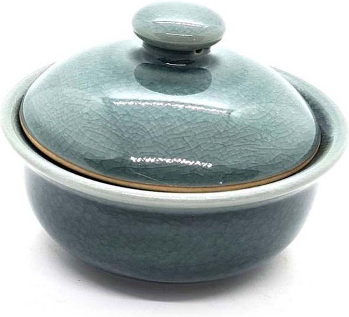 Dekschaal - Schaal met deksel - Kom met deksel - Celadon Blauw 19 cm