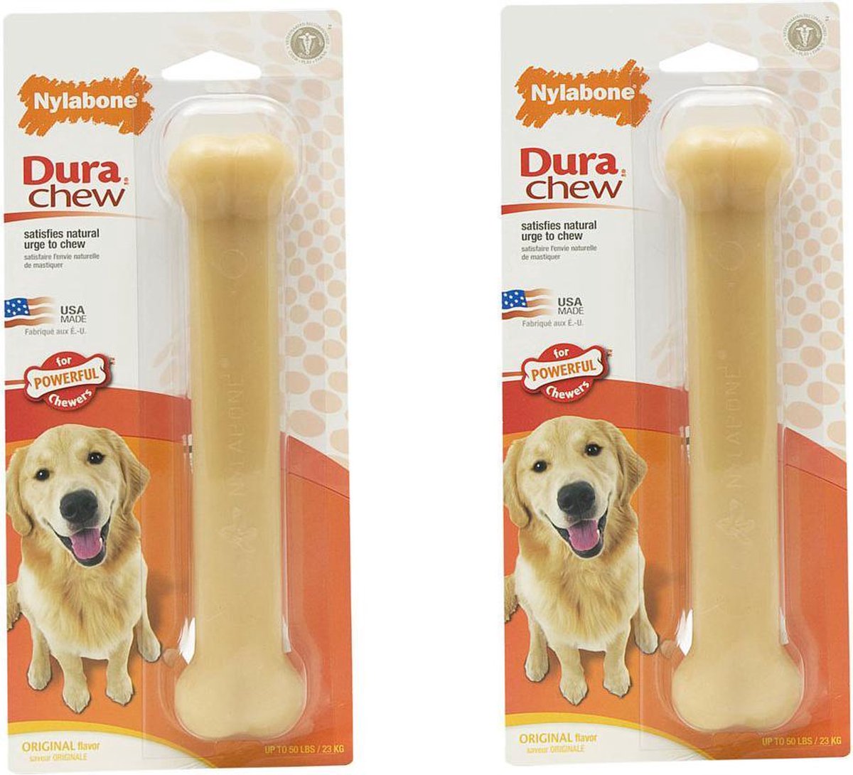 Nylabone Harde Bijters Kluif - Ham - Voor Honden tot 20 kg per 2 stuks
