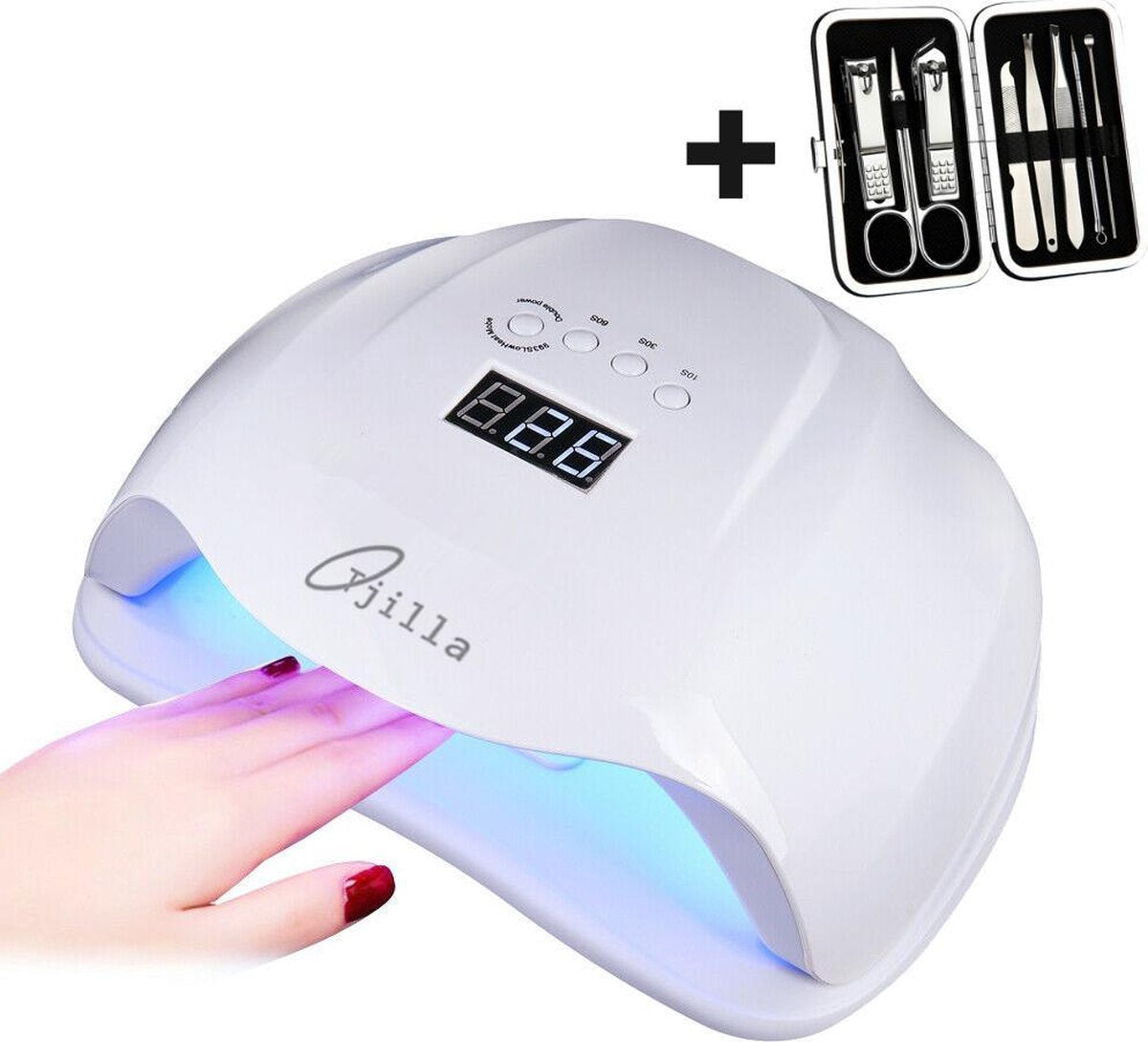 Tjilla Nageldroger Extra sterk met manicure setje - Voor gelnagels & nagellak - Verschillende tijd opties - Automatisch aan/uit - Geschikt voor vinder- en teennagels - Snel droog