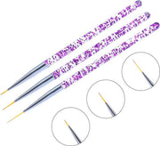 GUAPÀ - Nail Art Penselen Set Paars - 3 stuks - High Quality Gel & Nail Art Brush