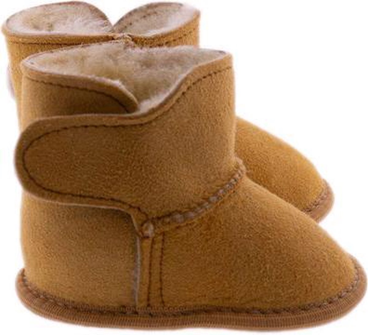 Babyslofjes schapenwol en eco-leer Jip - maat 17 - kraamcadeau - babyschoenen leer en wol - Newborn sloffen -Sheepy.cc