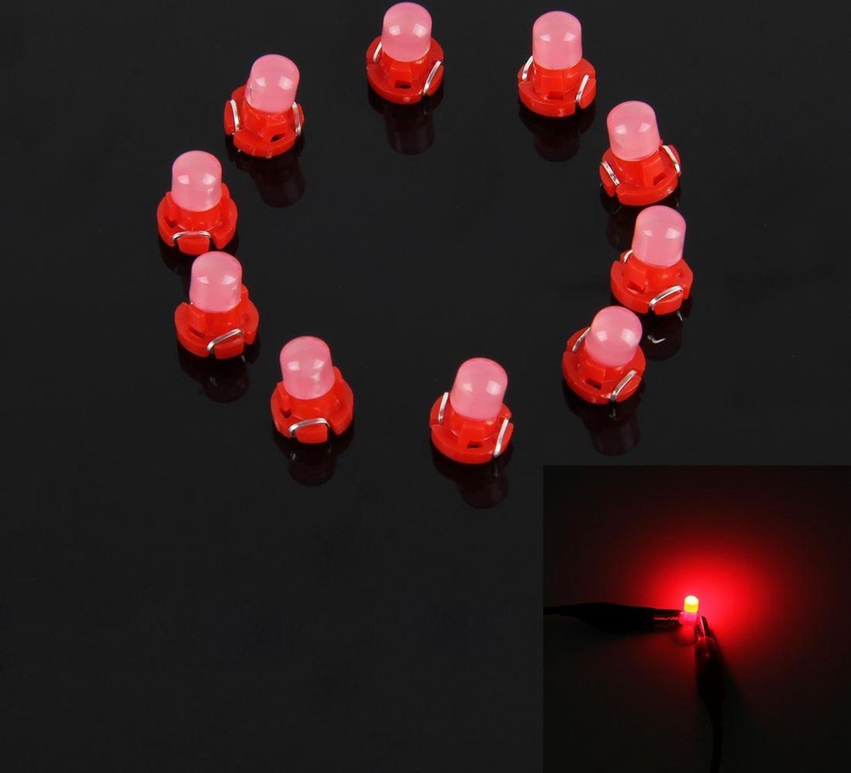 10 STKS 2 W T3 Wedge Instrumentenpaneel LED Licht Dashboard Gauge Cluster Indicator Lamp (Rood Licht)