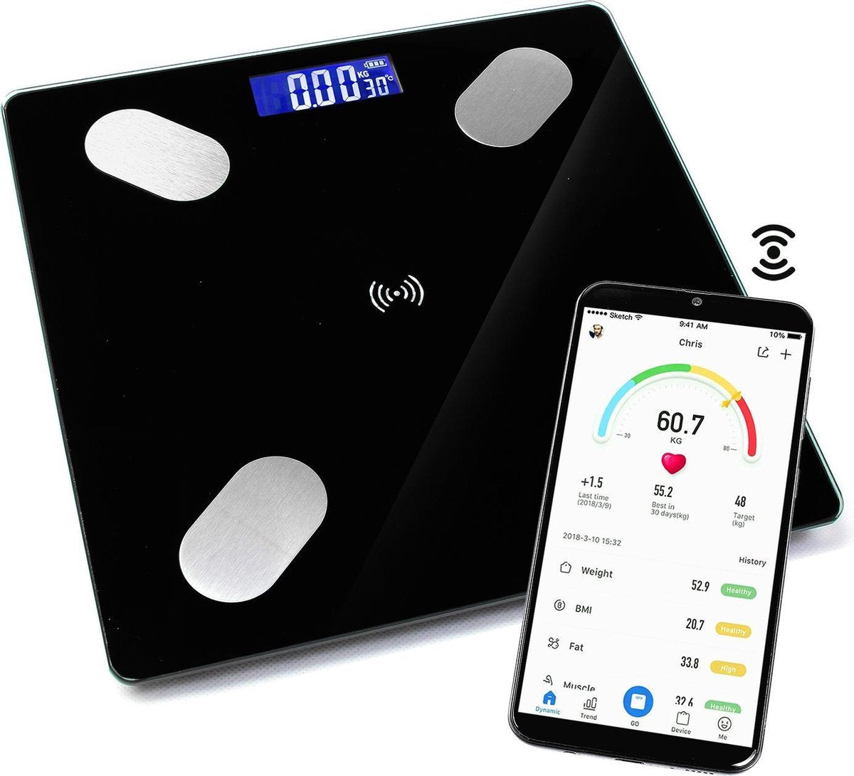 Weegschaal met bluetooth