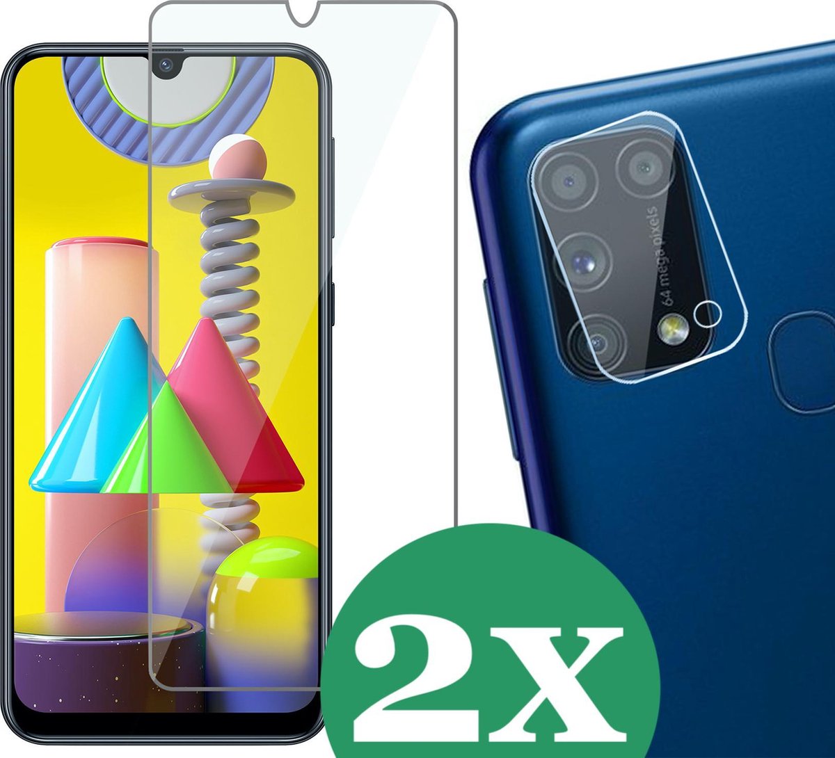 Samsung M31 Screenprotector - Samsung Galaxy M31 Screen Protector Glas en Samsung M31 Screenprotector Camera - 2 Stuks