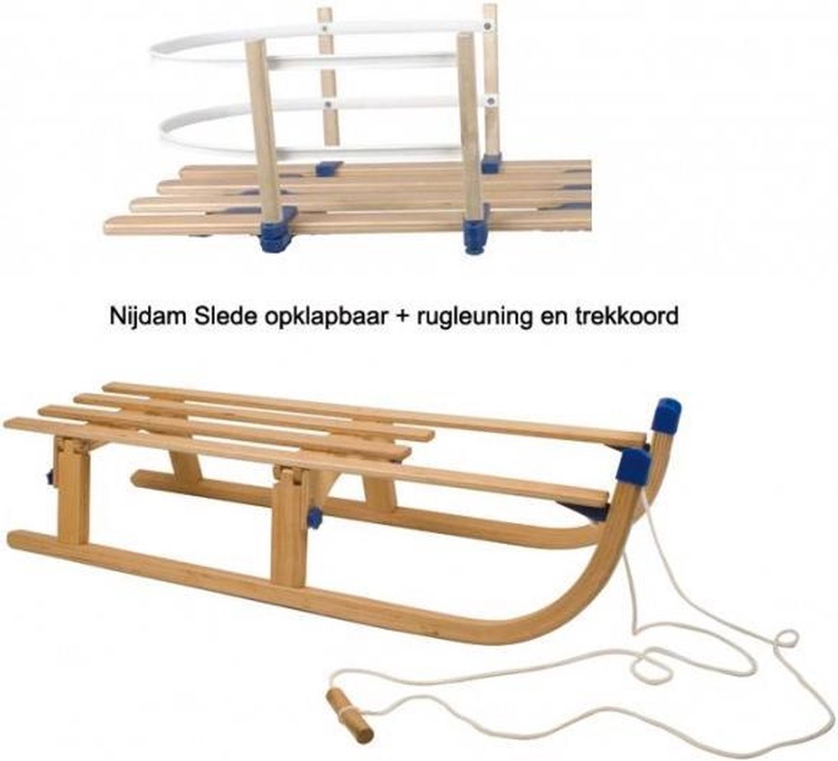 Slede hout opklapbaar - Opvouwbaar 110cm + rugleuning 0299 - Houten slee