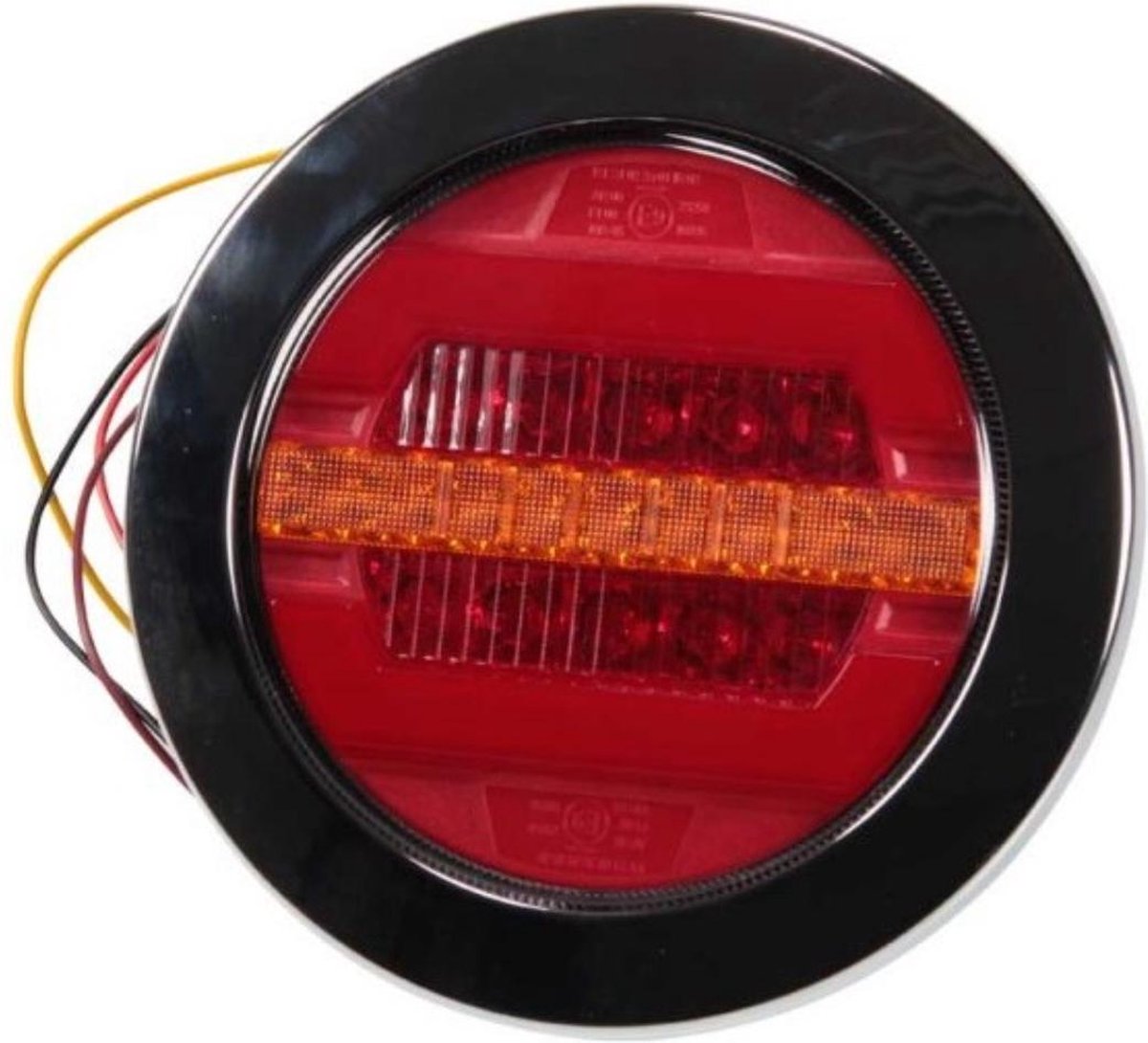 Merkloos Achterlicht Aanhangwagen / Caravan 12/24 V. - 3 Functies - 122 mm - Led met Dynamisch - 155 mm
