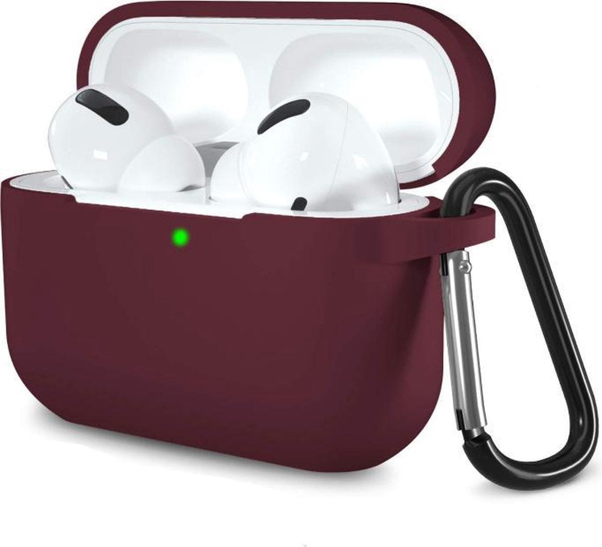 Apple Airpods Pro hoesje - Premium Siliconen beschermhoes met opdruk - 3.0 mm - Donker Rood