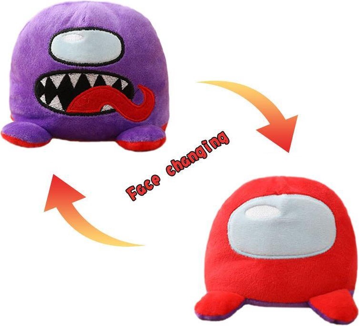 Among Us Knuffel - Omkeerbaar Reversible Plush - Paars Rood - Impostor