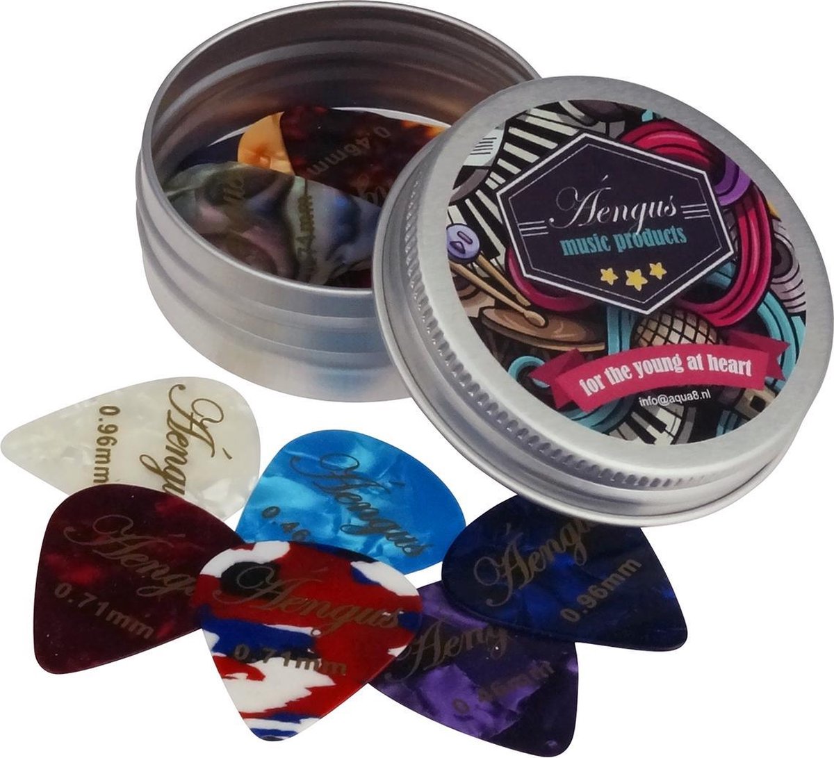 12 Plectrums in blikken doosje - Celluloid plectrum set - thin 0.46