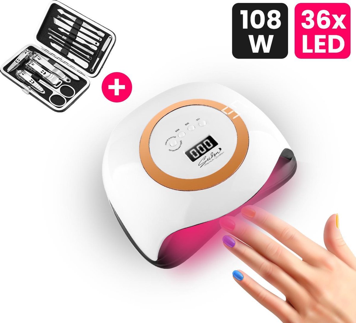 Seidon© Nageldroger 168W - LED Lamp Nagels - Gellak lamp - UV Lamp Gelnagels - Nageldroger Voor Gel Nagellak - Gewone Nagellak