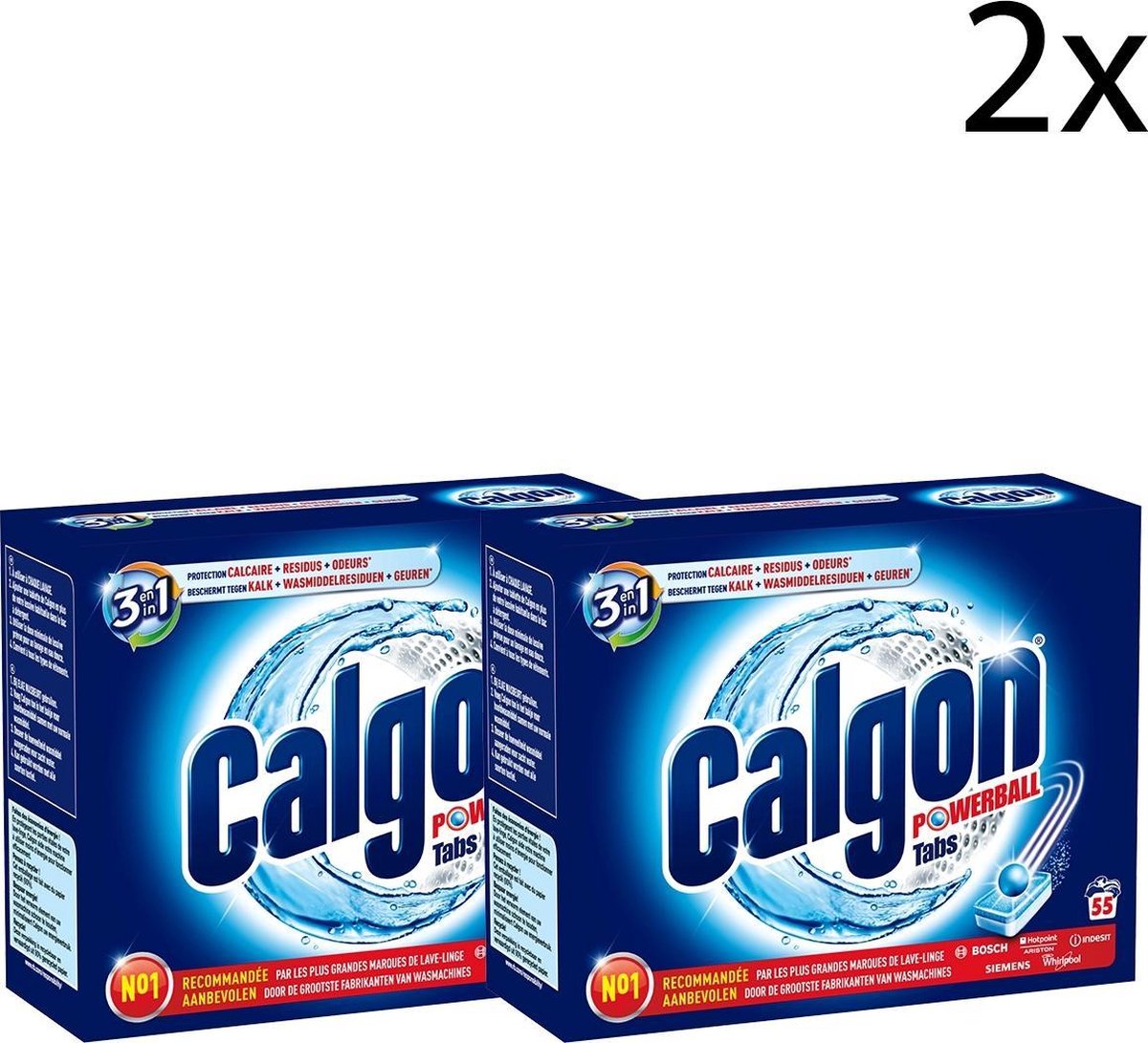 Calgon 3 in 1 Powerball Tabs Wasmachine Reiniger en Anti kalk - 55 Tabletten x2