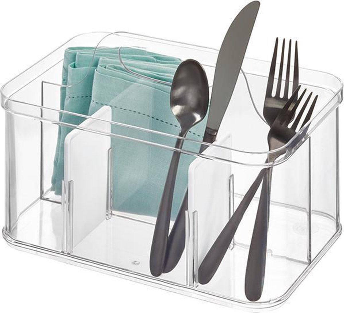 Opbergbox met handvat iDesign - Crisp | 4 sorteervakken