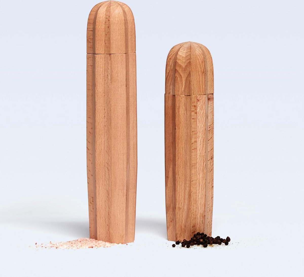 DOIY Peper en Zoutmolen set Cactus set van 2 - hout - h 23 x-28 cm