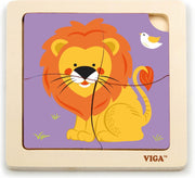 Viga Toys Houten Legpuzzel Leeuw 15 Cm 4 Stukjes Multicolor