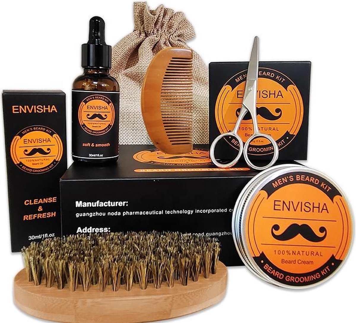 Envisha by Kaizen® Verzorgende Baardset - Baard verzorging set  - Baardolie - Baard kit - Baard balsem - Baardkam - Baardschaar - Ultieme | Valentijn | Valentijnsdag cadeau giftset