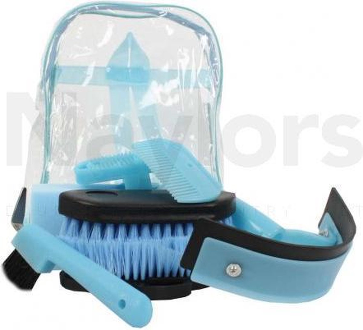 RelaxPets - Roma - Backpack Groom Kit - Verzorgingsset - Borstelset - Poetsset - Babyblauw - 7 Delig