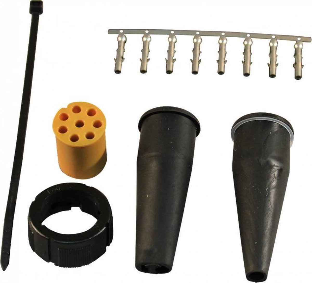 Aspock connector links - 8 pins/aderig - geel