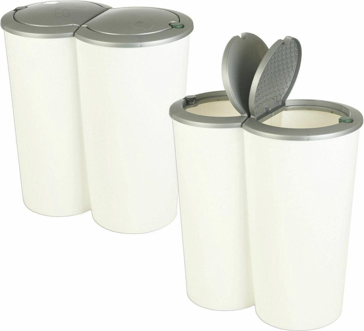 Prullenbak Duobin - 2x 25 L - wit -zilver