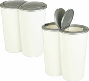 Prullenbak Duobin - 2x 25 L - wit -zilver