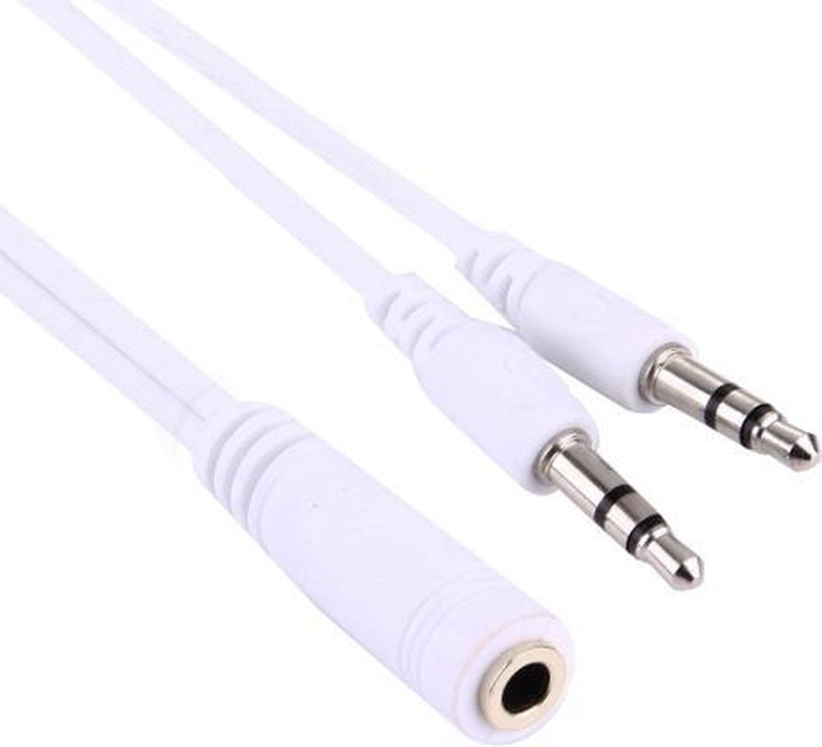 1M Aux audio kabel splitter 3.5mm jack 2X male naar 1X female WIT