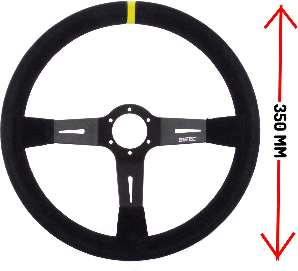 L-Tec Sportstuur 3 spaaks suede 65mm diep