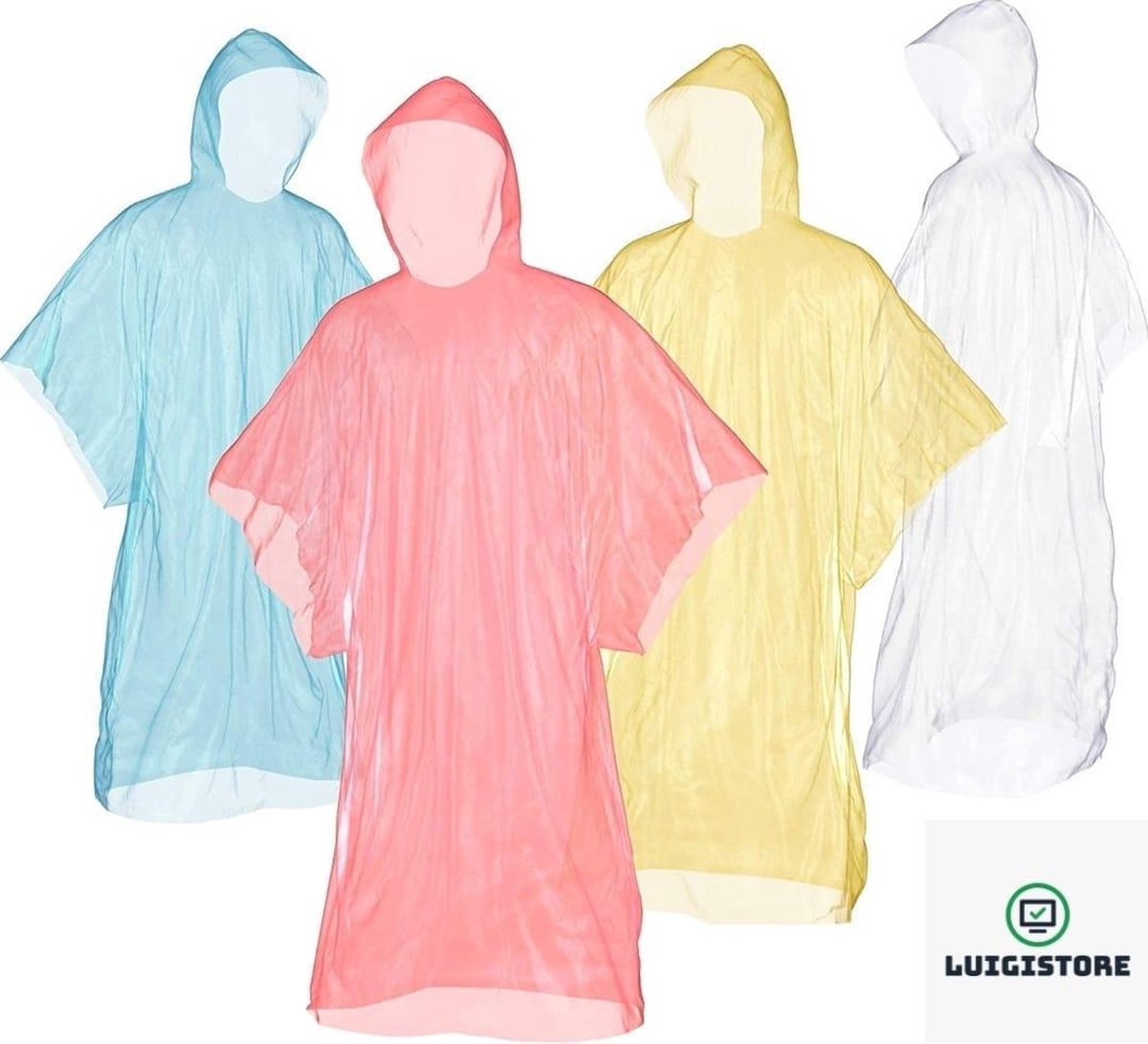LS - Regenponcho's 10 stuks - Poncho - Regencape - Poncho regenjas - voordelige wegwerp poncho - Transparant