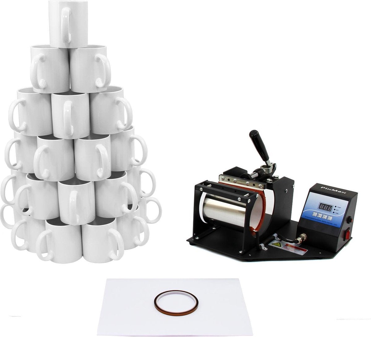PixMax Sublimation Mug Press & 72 Mugs