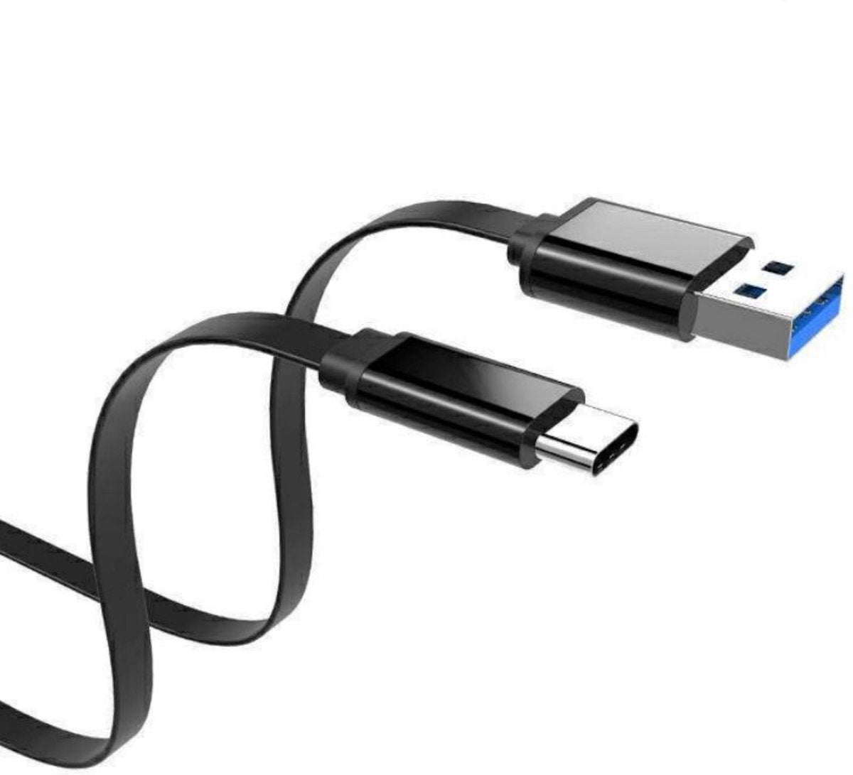 USB C kabel | USB A kabel | C naar A | USB 3.1 | Platte  kabel | Zwart | 1 meter | Allteq