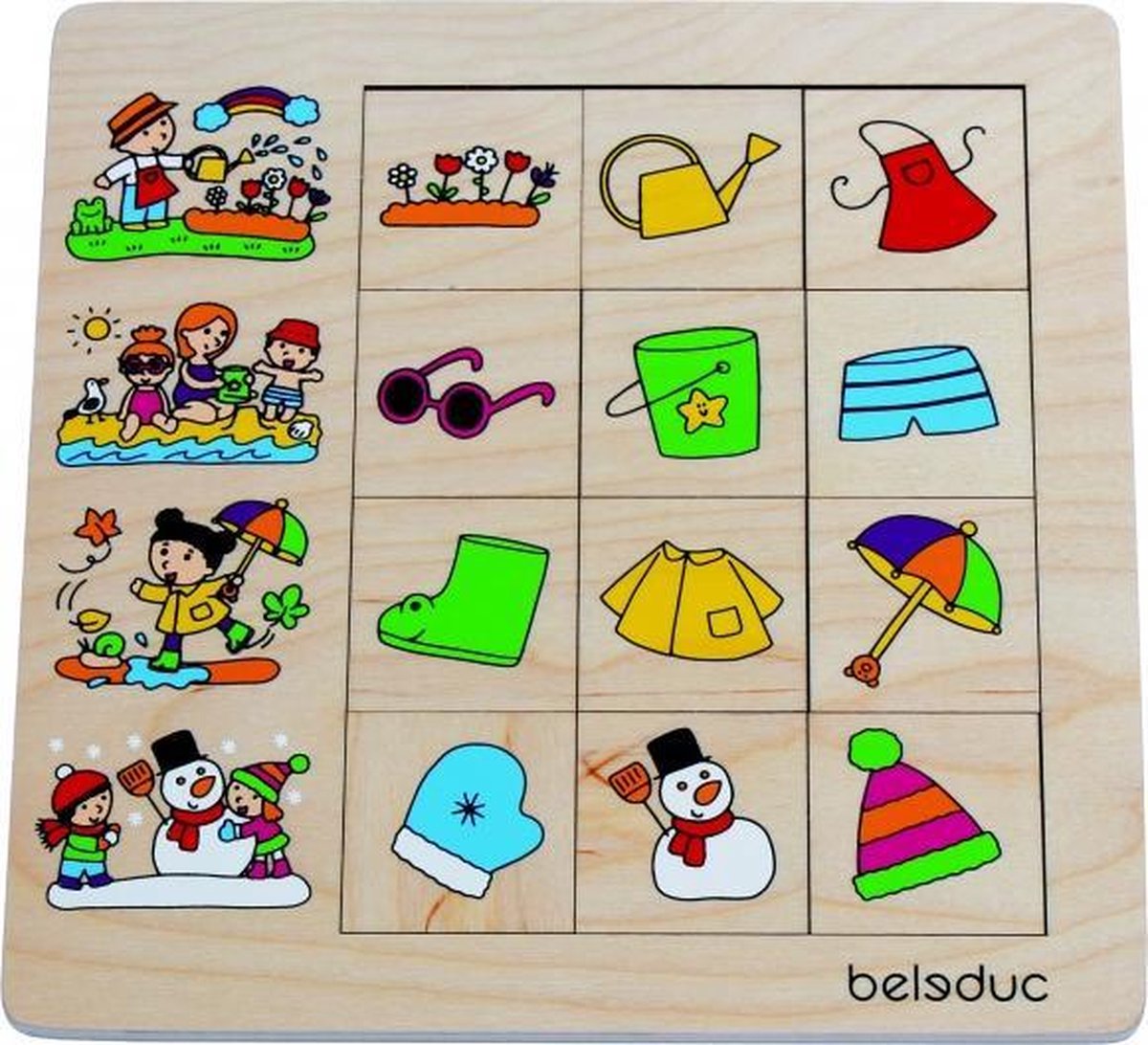 Houten sorteerpuzzel jaargetijden