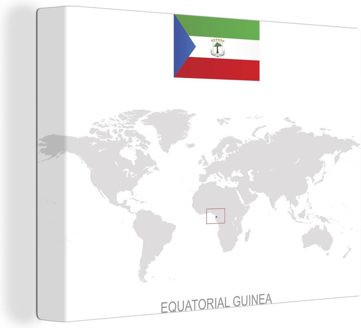 Canvas Illustratie van Equatoriaal-Guinea op de wereldkaart - 40x30 cm - Wanddecoratie